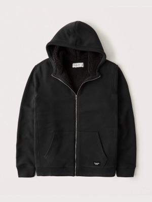 Sherpa-lined Full-zip Hoodie