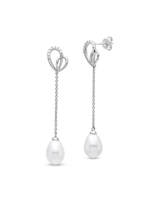 Pearl & Diamond Chain Drop Earrings