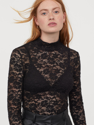 Lace Mock-turtleneck Top