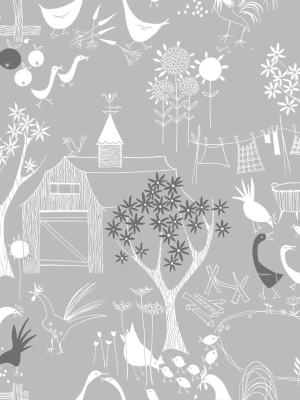 Rise And Shine Peel-and-stick Wallpaper In Grey And White By Nextwall