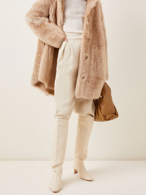 Hooded Lamb Fur Coat