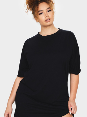 Plus Black Oversized Boyfriend T Shirt Dress