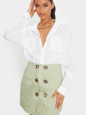 Sage Green Button Detail Cargo Mini Skirt