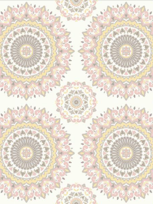 Gemma Light Pink Boho Medallion Wallpaper From The Kismet Collection By Brewster Home Fashions