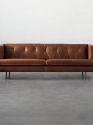 Avec Leather Sofa With Brushed Stainless Steel Legs