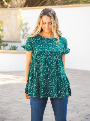 The Michelle Babydoll Top - Green Dot