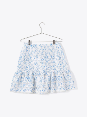 Ruffle Trim Floral Skirt