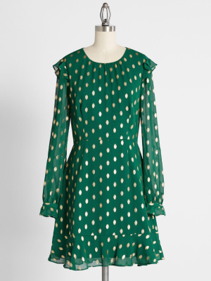 Emerald Confetti Chiffon Mini Dress