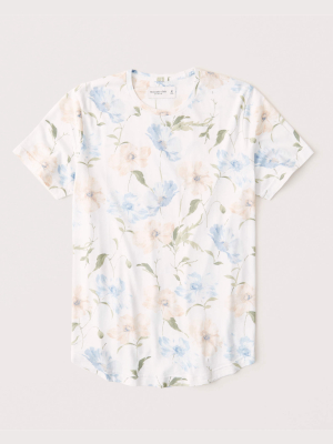 Curved Hem Floral Tee