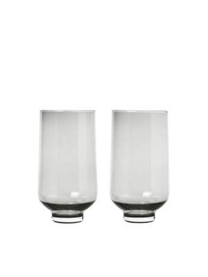 Flow Glassware (set Of 2) - Tall Smoke