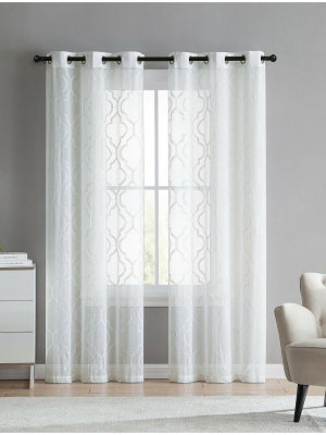 Goodgram 2 Pack Charlotte Trellis Sheer Window Curtain Panels