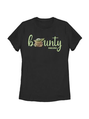 Women's Star Wars The Mandalorian The Child Bounty Cursive T-shirt