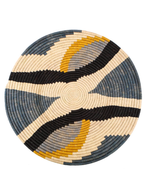 Handwoven Baskets By Blu 32" Opal Gray + Mustard Tabia Woven Wall Art Plate