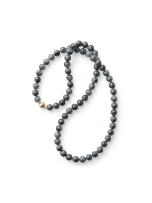 Long Charcoal Gray Jade Necklace