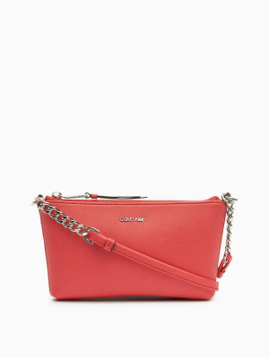 Saffiano Leather Chainlink Crossbody Bag