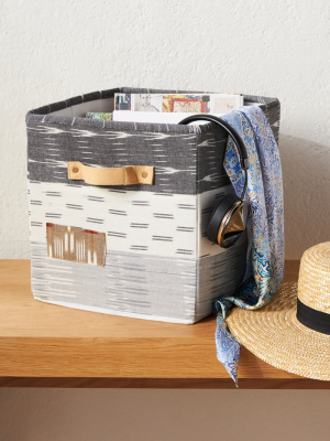 Pieced Ikat Storage Bin