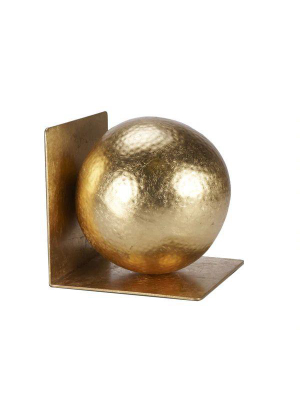 Wilder Gold Leaf Hammered Ball Bookends Pair
