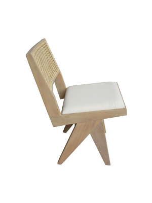 Hand Caned Jeanneret Side Chair With Seat Pad