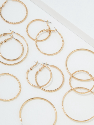 Aeo Gold Hoop Earrings 6-pack