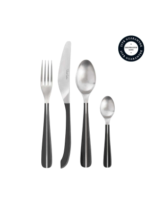 Contour Noir Satin Cutlery Set, 24 Piece For 6 People