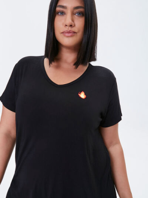 Plus Size Flame Patch Tee