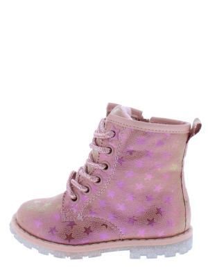 Shuffle Blush Metallic Stars Lace Up Infant Kids Boot