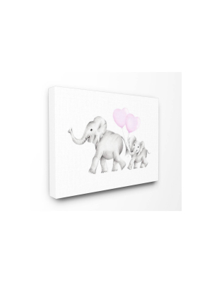 16"x1.5"x20" Mama And Baby Elephants Stretched Canvas Wall Art - Stupell Industries