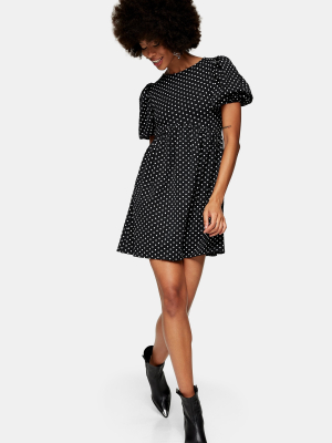 Black And White Spot Babydoll Dress