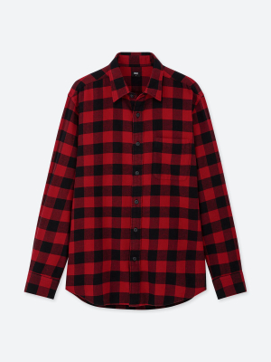 Men Flannel Checked Long-sleeve Shirt