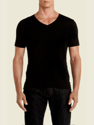Short Sleeve V-neck T-shirt In Pima Cotton