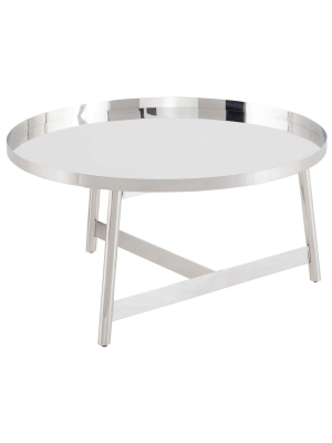 Landon Coffee Table, Polished Stainless