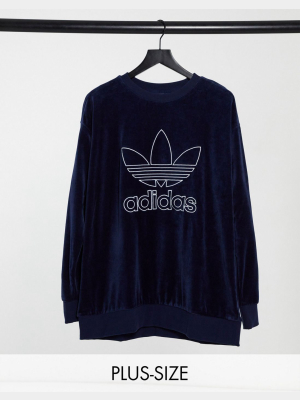 Adidas Originals Plus Trefoil Large Logo Sweatshirt In Navy