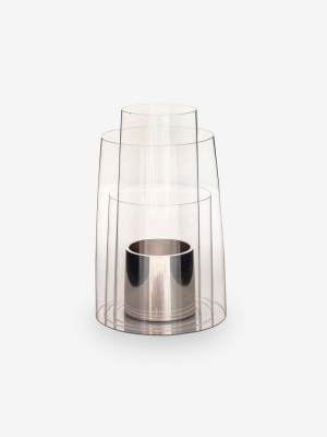 Small Hurricane Lantern With Polished Sterling Silver Candle Holder By Deborah Ehrlich