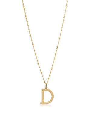 D Initial Necklace - Gold