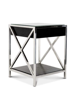 Eichholtz Beverly Hills Bedside Table - Silver & Black