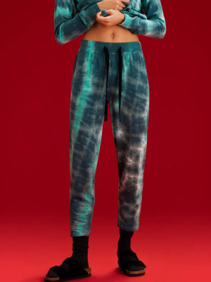 Reena 7/8 Fleece Sweatpant - Forest Tie Dye