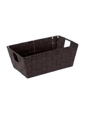 Simplify Small 6.5" Woven Strap Storage Bin Brown