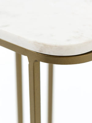 Adalley C Table In Polished White Marble