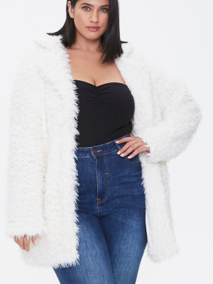 Plus Size Shaggy Faux Fur Coat