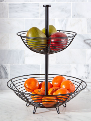 Carter 2-tier Matte Black Fruit Basket