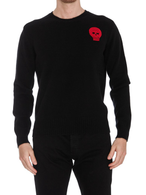 Alexander Mcqueen Skull Embroidered Knit Sweater