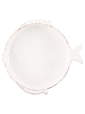 Vietri Melamine Lastra Fish White Medium Serving Bowl