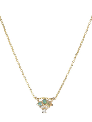 Opal Diamond Fan Necklace