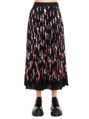 Prada Printed Pleated Midi Skirt