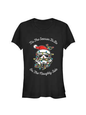 Junior's Star Wars Christmas Stormtrooper Naughty Side T-shirt