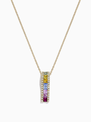 Effy Watercolors 14k Yellow Gold Multi Sapphire & Diamond Pendant, 1.17 Tcw