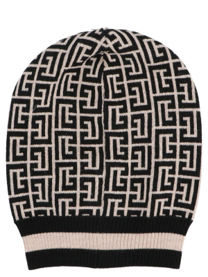 Balmain Logo Intarsia Knit Beanie