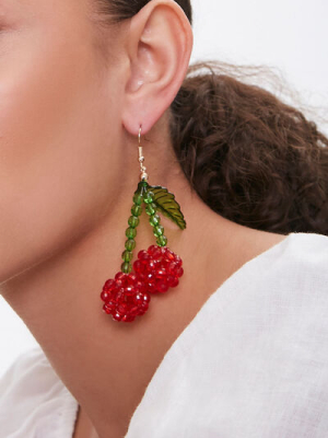 Beaded Cherry Drop Earrings