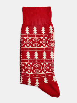 Christmas Red Sports Jacquard Socks