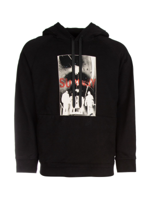 Neil Barrett Logo Printed Drawstring Hoodie